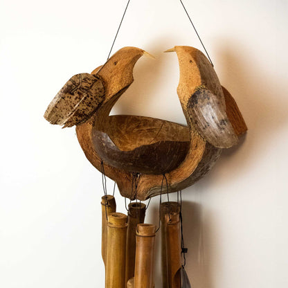 Husband & Wife Bamboo Wind Chime – Natural Finish | Handmade Wedding & Anniversary Gift