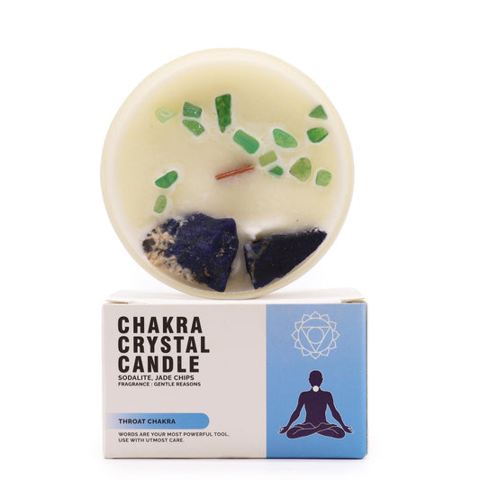 Chakra Crystal Candle – Throat Chakra | Sodalite, Jade & Gentle Reasons