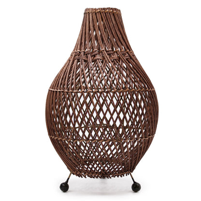 Rattan Table Lamp – Dark Brown | H: 39cm x W: 24cm