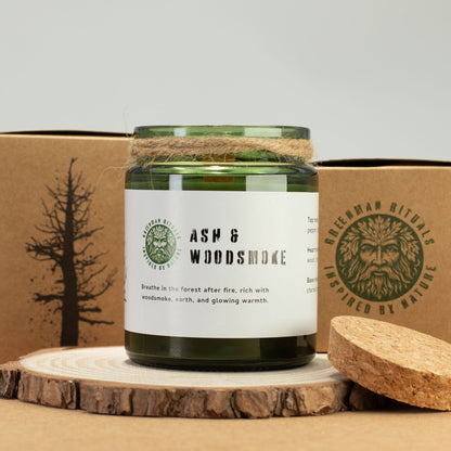 Greenman Rituals Woodwick Soy Candle – Ash & Woodsmoke