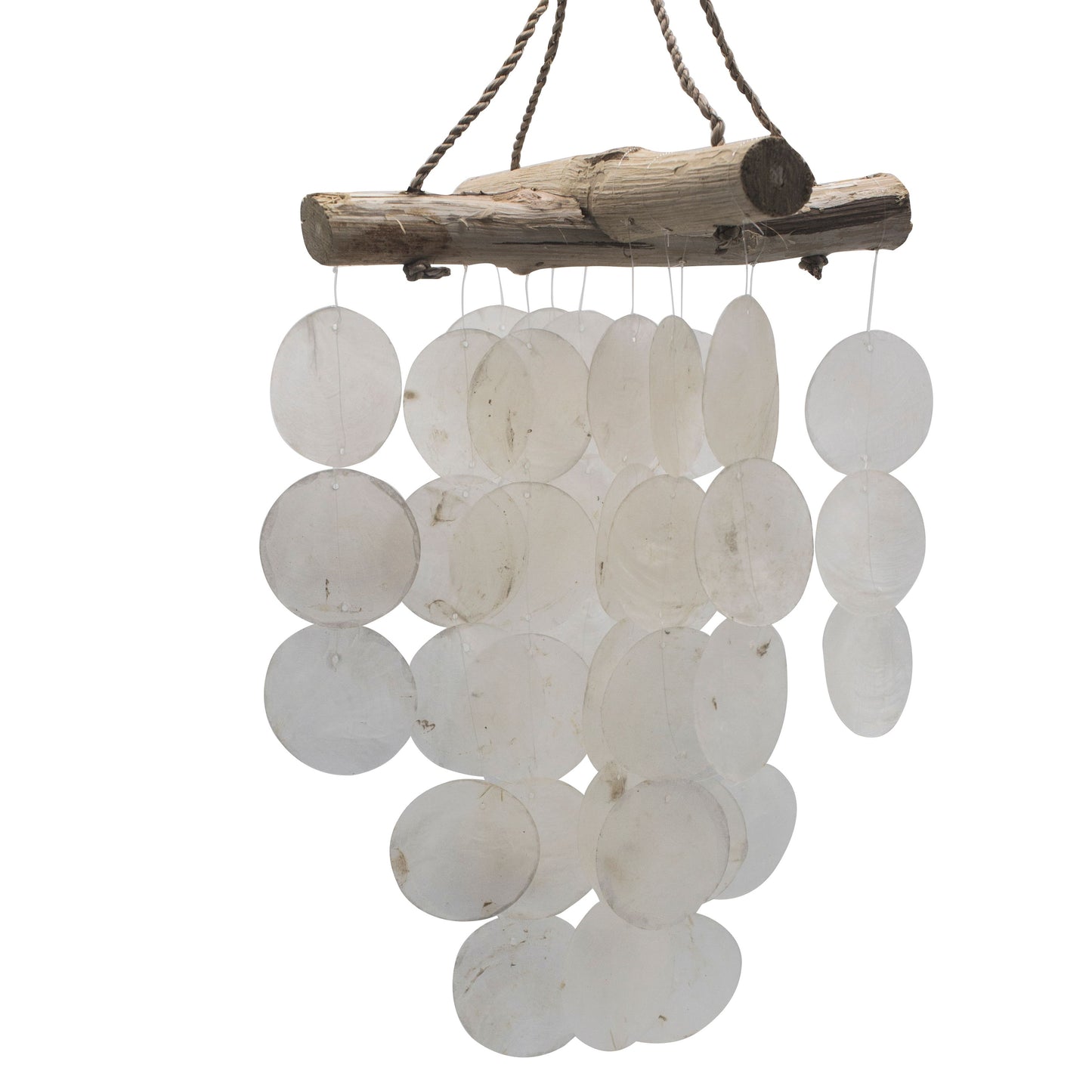 Pearl Effect & Driftwood Cross Chime – Handmade Capiz Shell & Driftwood