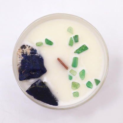 Chakra Crystal Candle – Throat Chakra | Sodalite, Jade & Gentle Reasons
