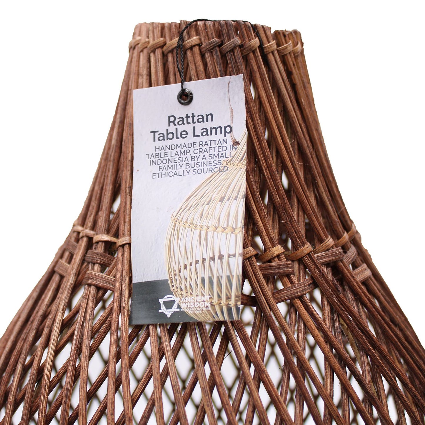Rattan Table Lamp – Dark Brown | H: 39cm x W: 24cm