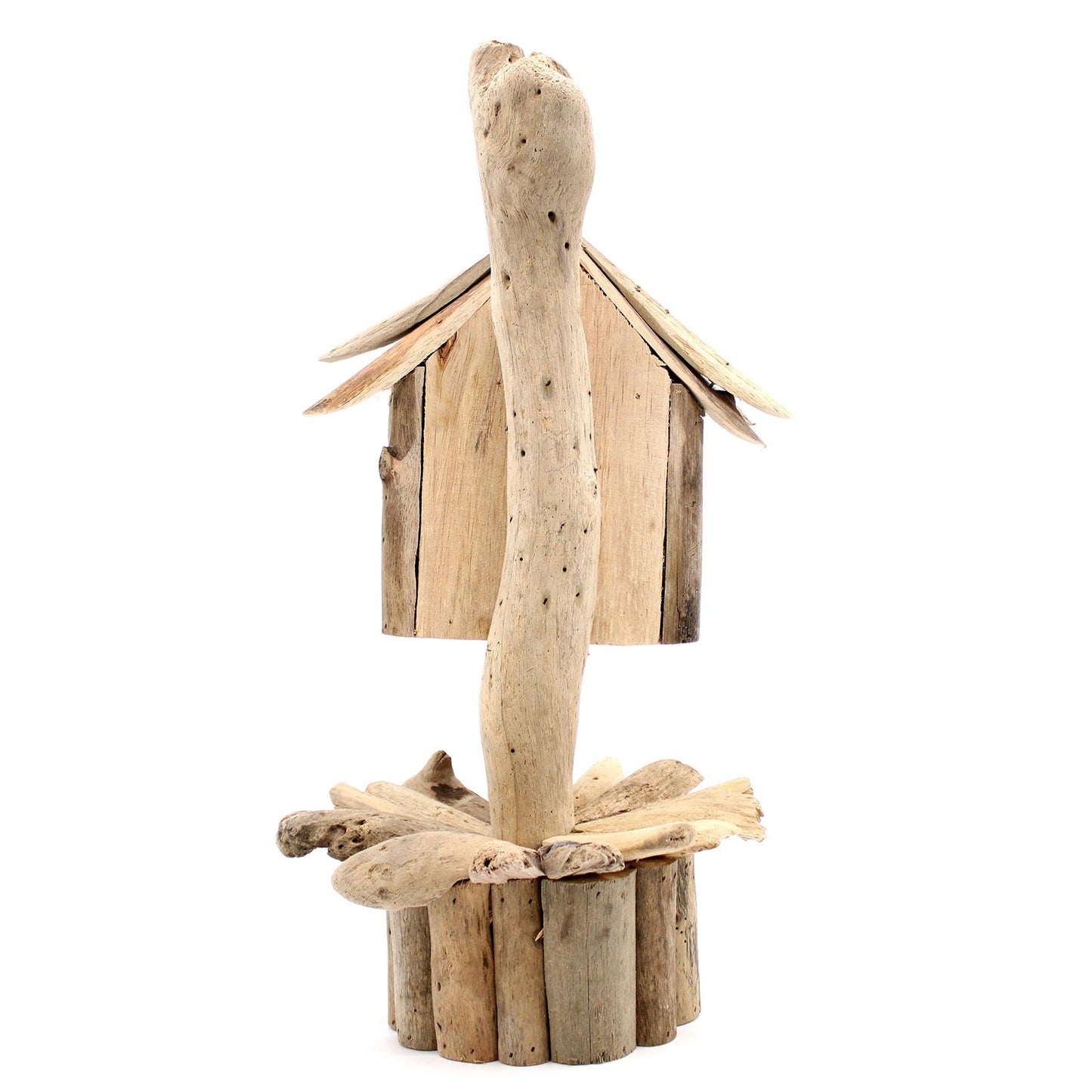 Driftwood Bird Box on Stand – Handmade in Indonesia | Recycled Driftwood Garden Decoration