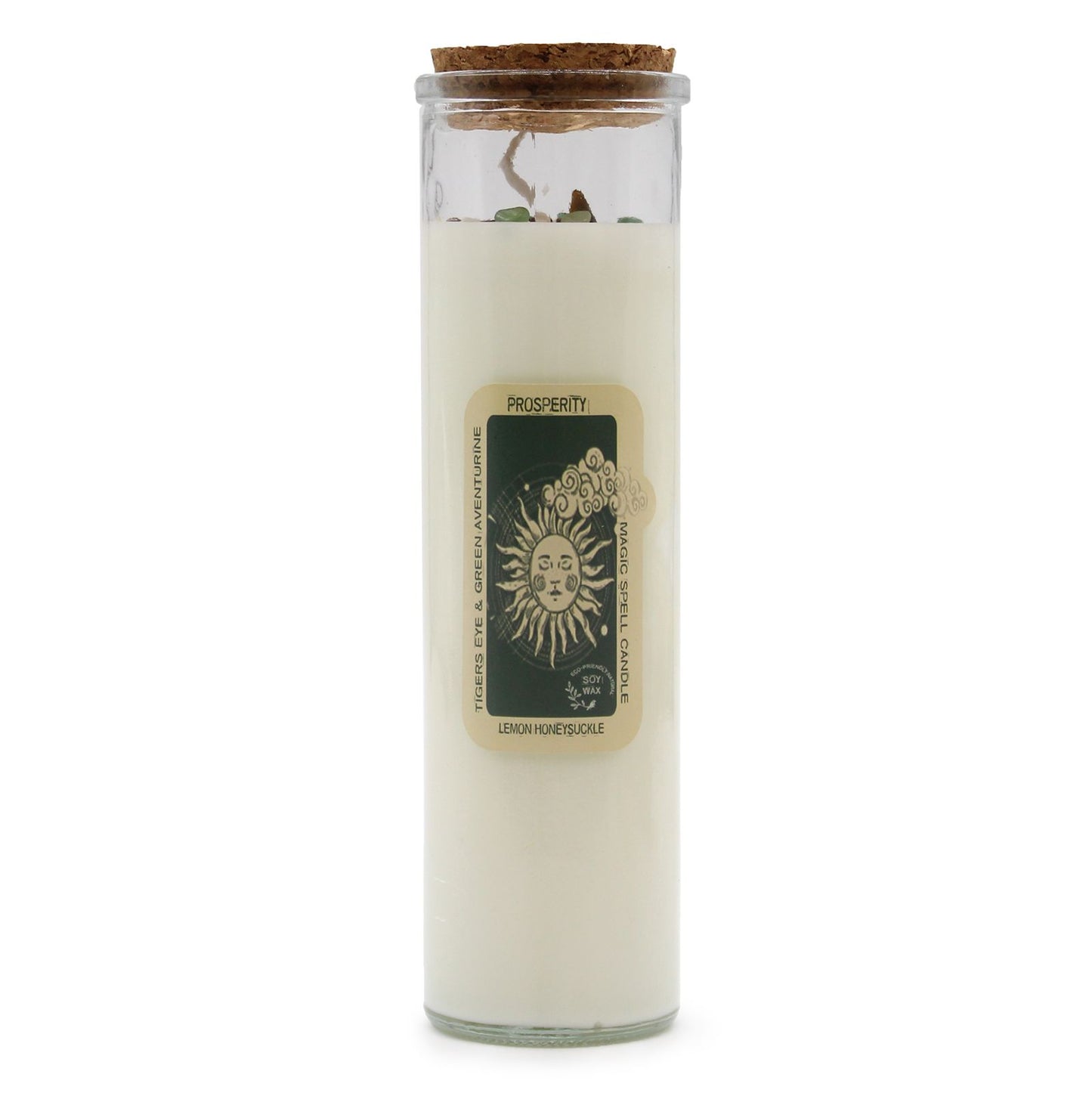 Magic Spell Candle – Prosperity | Tiger Eye, Green Aventurine & Lemon Honeysuckle