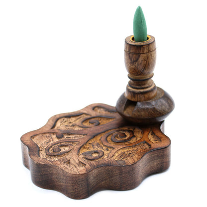 Sm Mango Wood Backflow Incense Burner - Tree of Life