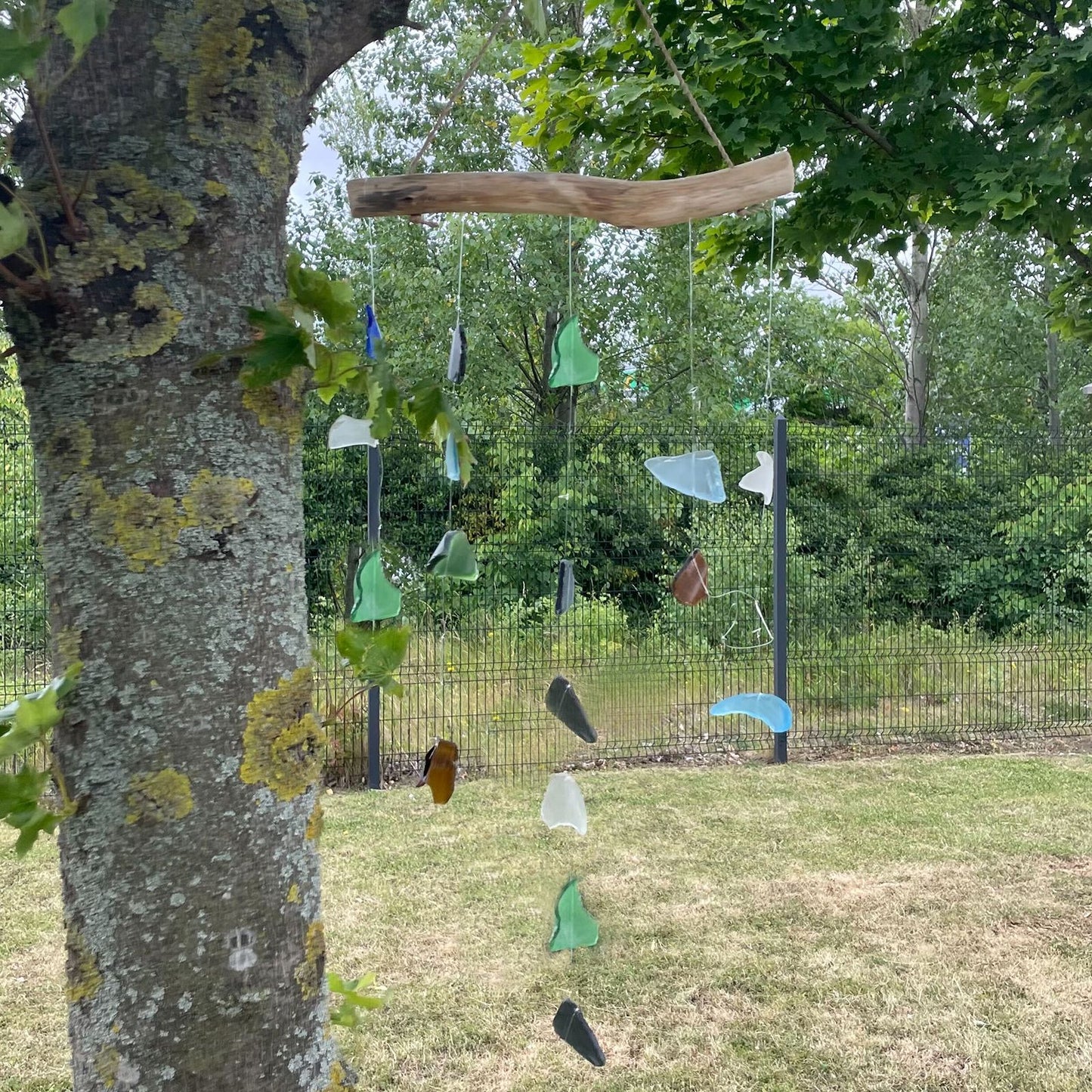 Driftwood & Sea Glass Five String Hanging – Multicolour
