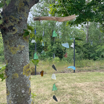 Driftwood & Sea Glass Five String Hanging – Multicolour