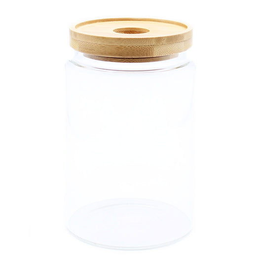 Clear Glass Jar with Bamboo Lid - 15cm