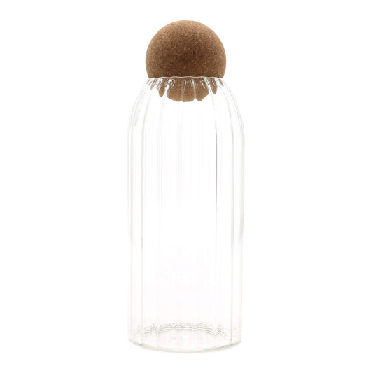 Ribbed Glass Jar with Cork Ball Lid - 20cm