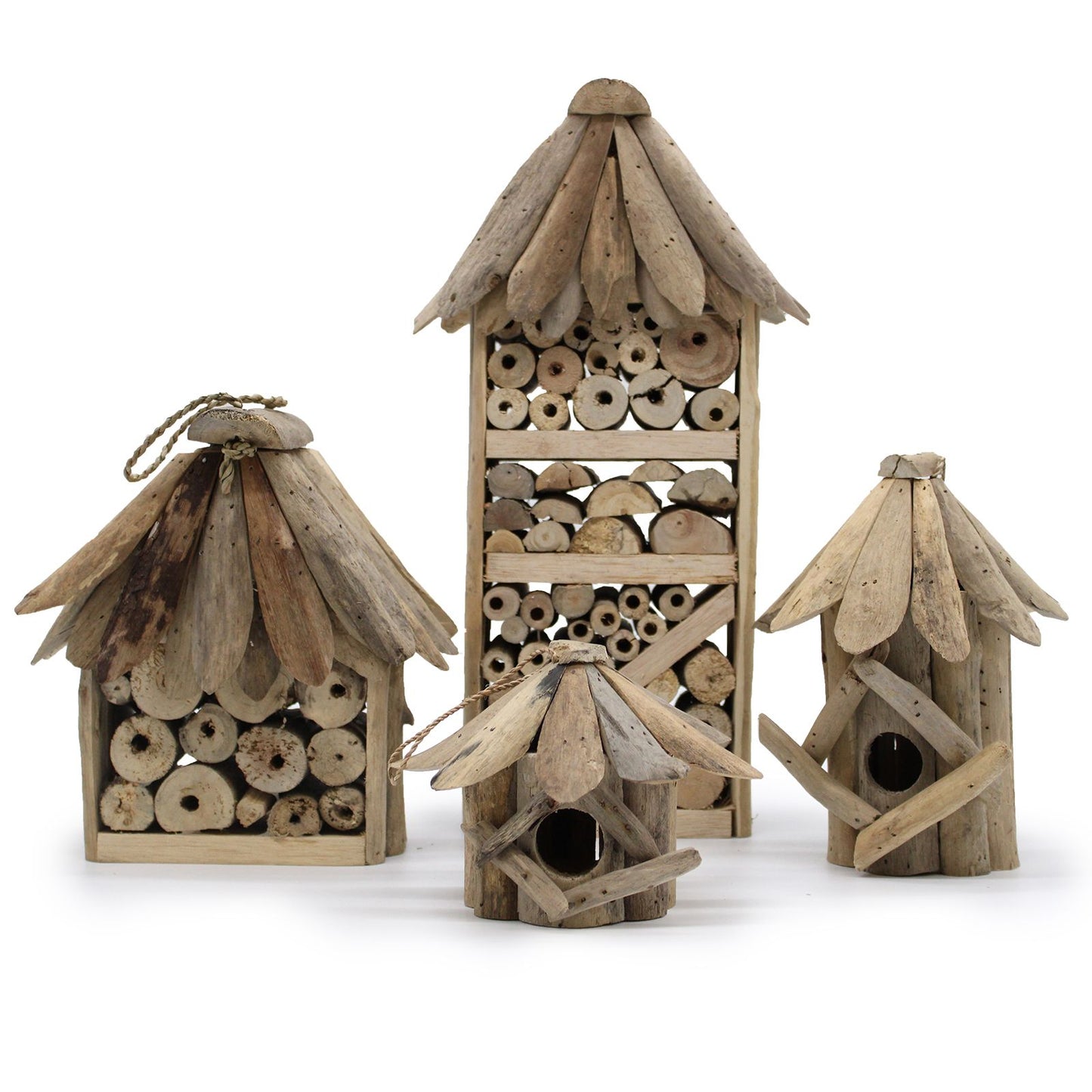Driftwood Bee & Insect Highrise Box – Handmade in Indonesia | Recycled Driftwood Garden Habitat