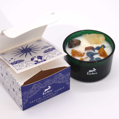 Hop Hare Crystal Magic Flower Candle – The Sun | Citrine, Sodalite & Lemon Horizon