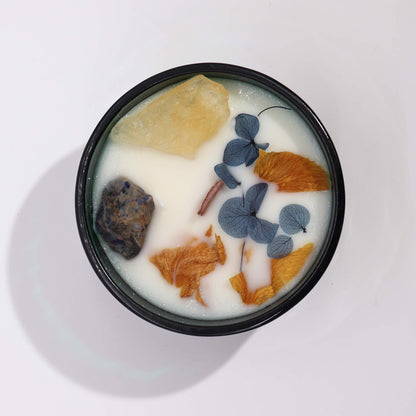 Hop Hare Crystal Magic Flower Candle – The Sun | Citrine, Sodalite & Lemon Horizon