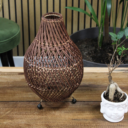 Rattan Table Lamp – Dark Brown | H: 39cm x W: 24cm