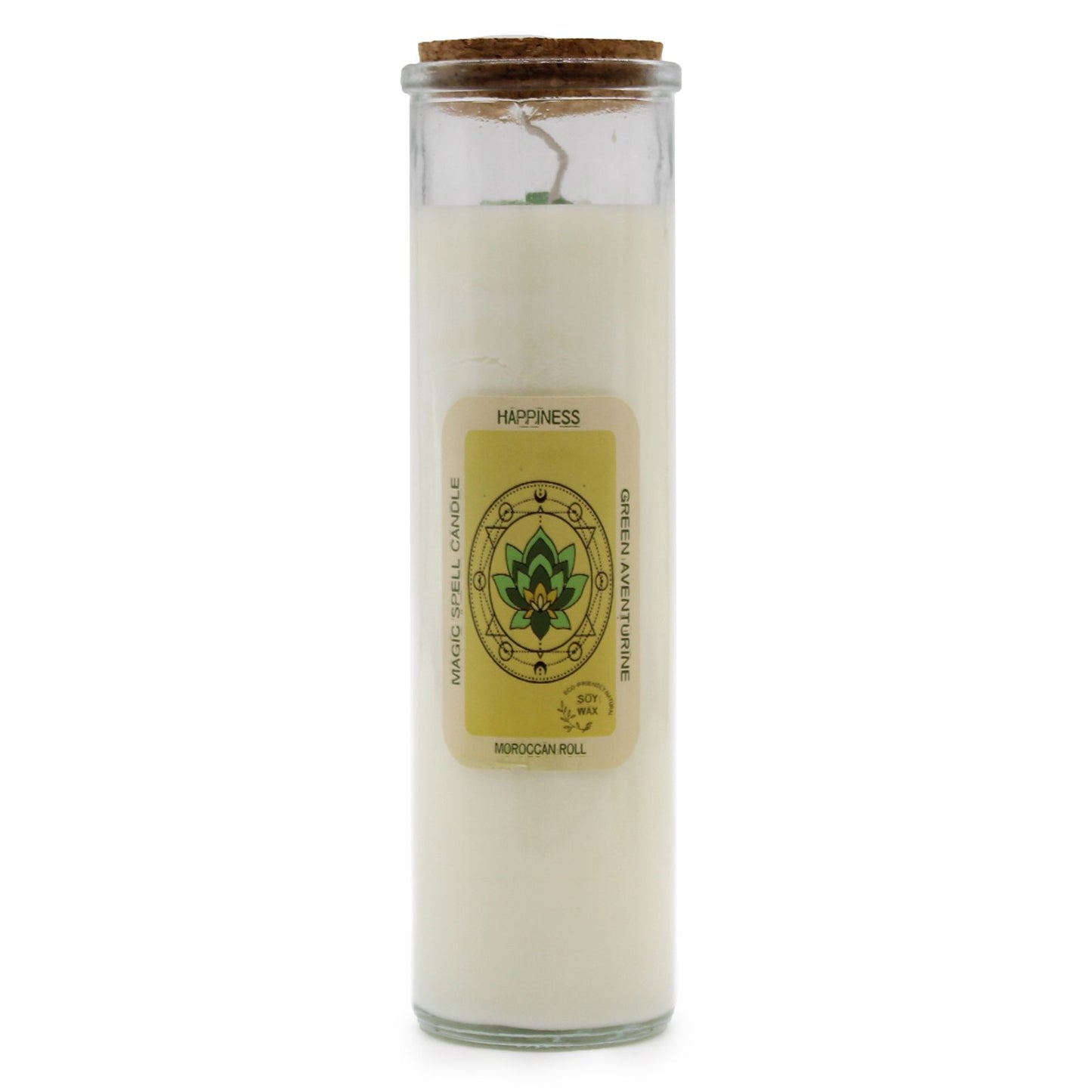 Magic Spell Candle – Happiness | Green Aventurine & Moroccan Rose