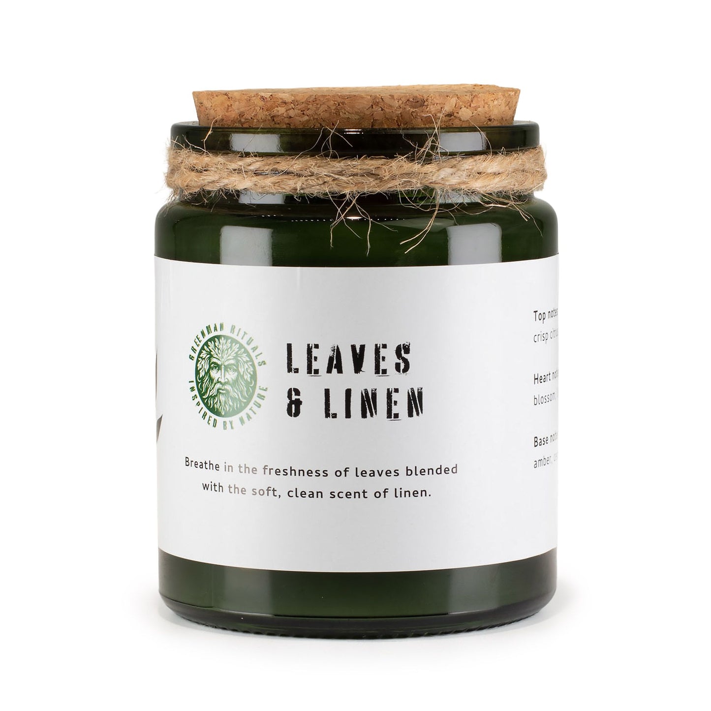 Greenman Rituals Woodwick Soy Candle – Leaves & Linen