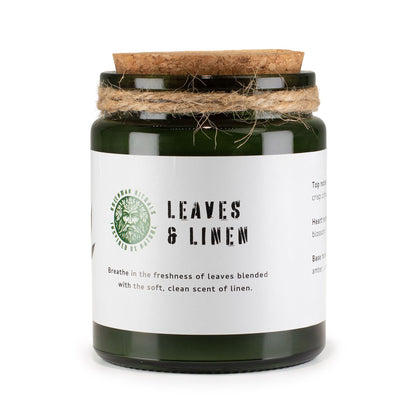 Greenman Rituals Woodwick Soy Candle – Leaves & Linen