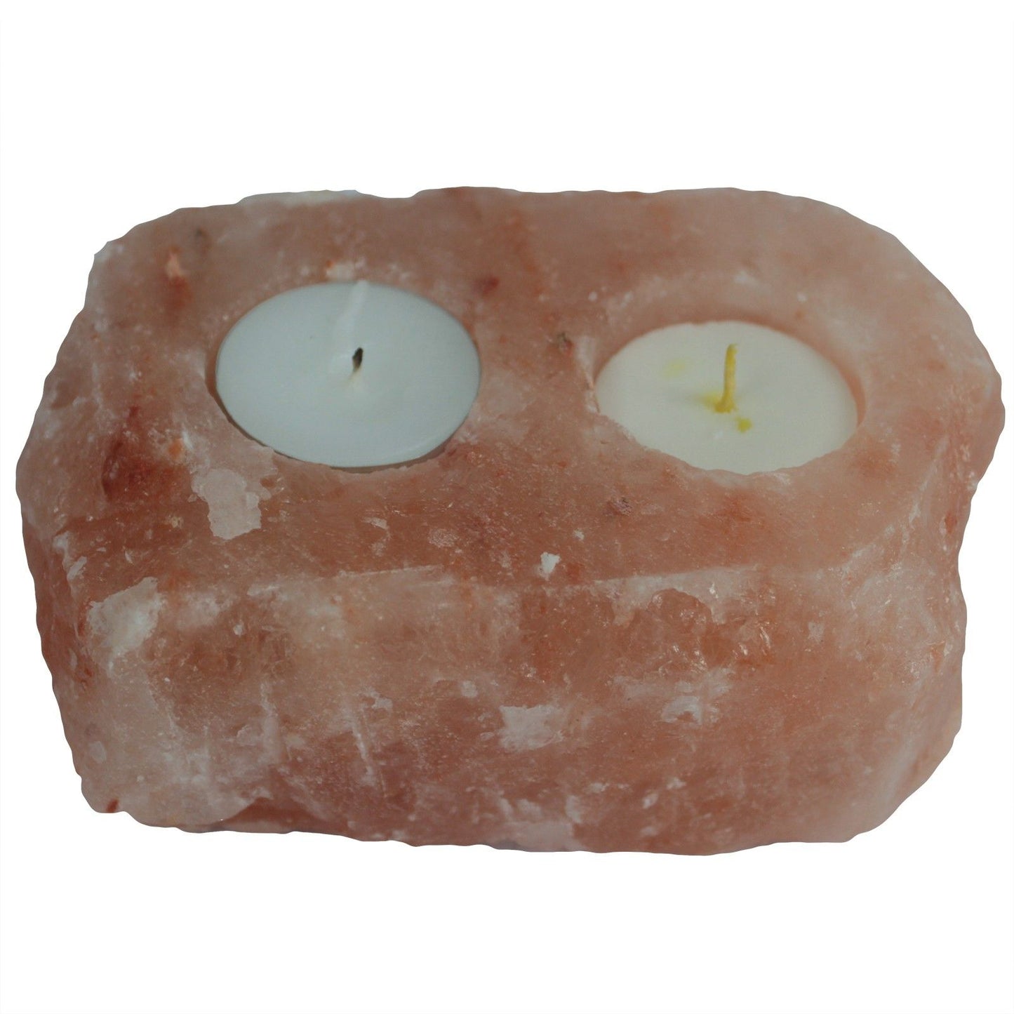 Himalayan Salt Candle Holder – Double Tealight | Natural Pink Rock Salt