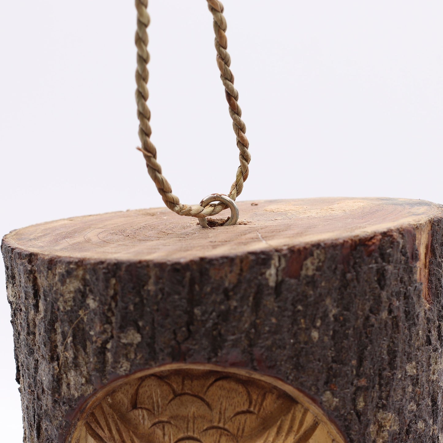 Wise Owl Tree Trunk Bird House – Hand-Carved in Indonesia | Natural Garden Decoration