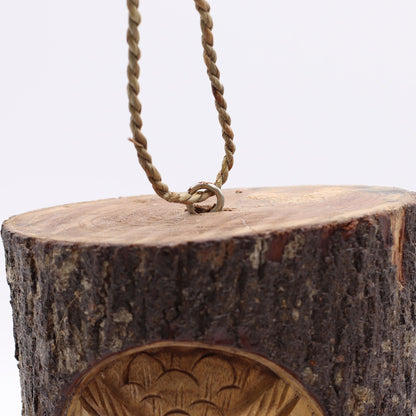 Wise Owl Tree Trunk Bird House – Hand-Carved in Indonesia | Natural Garden Decoration