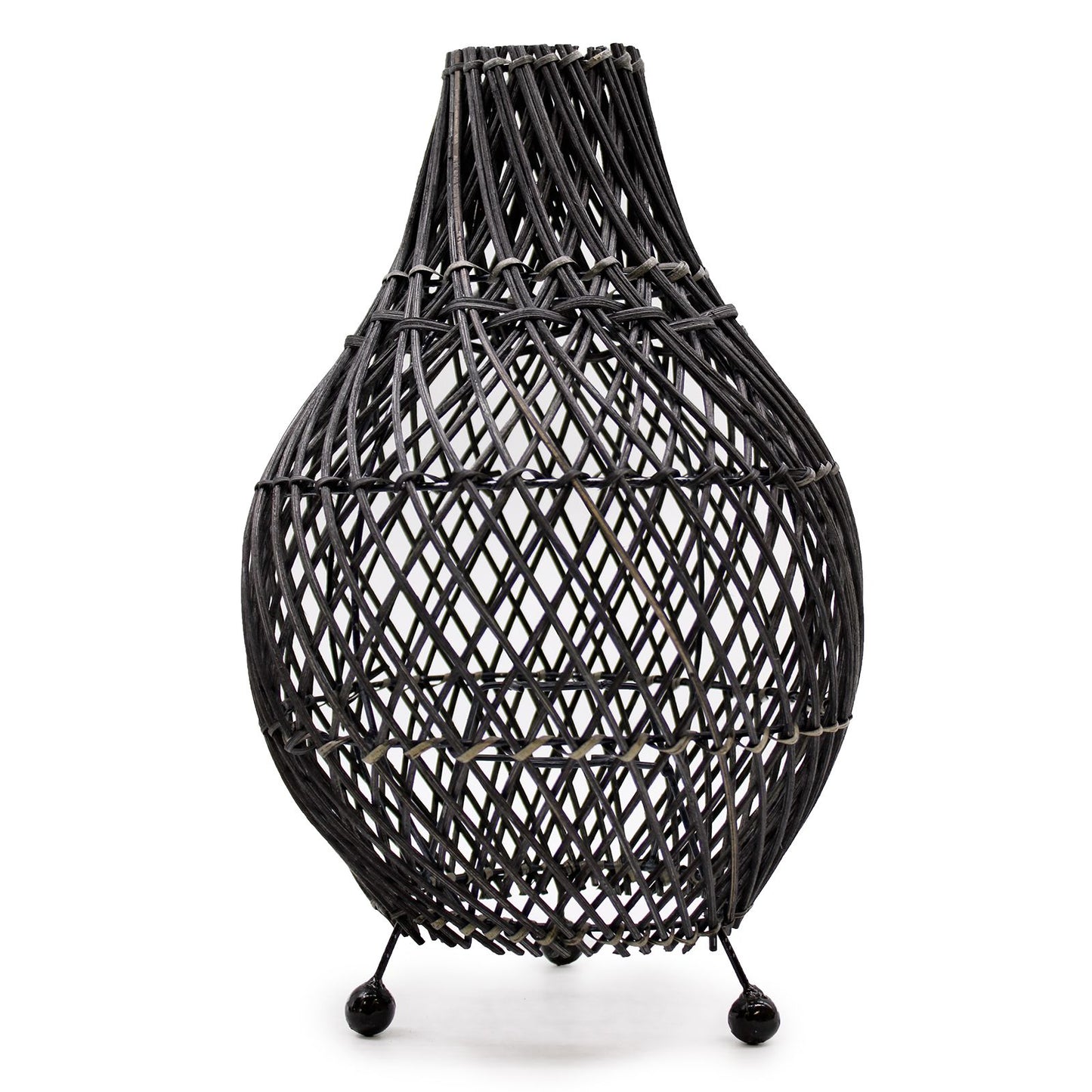 Rattan Table Lamp – Black | H: 39cm x W: 24cm