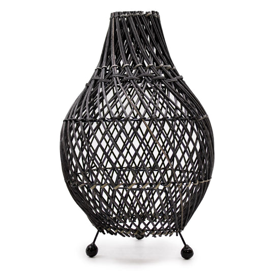 Rattan Table Lamp – Black | H: 39cm x W: 24cm