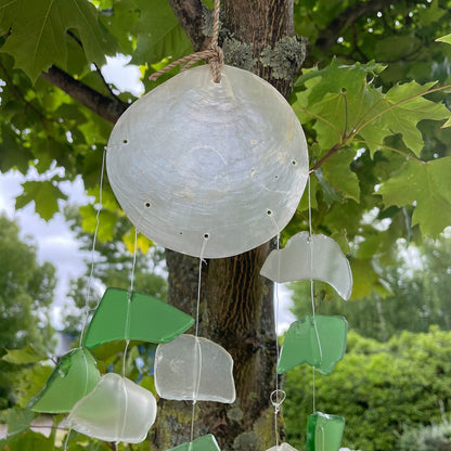 Capiz & Glass Drop Hanging – Green & White
