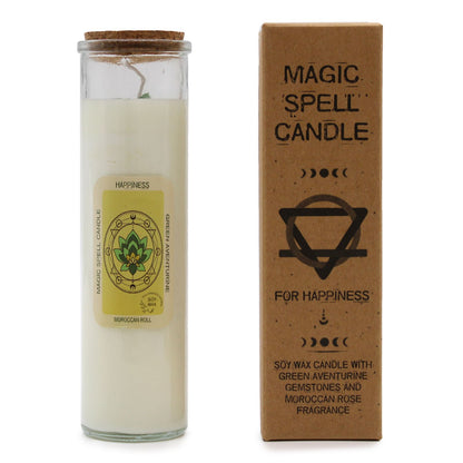 Magic Spell Candle – Happiness | Green Aventurine & Moroccan Rose