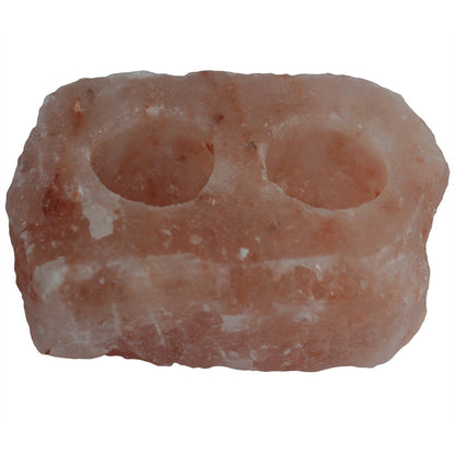 Himalayan Salt Candle Holder – Double Tealight | Natural Pink Rock Salt