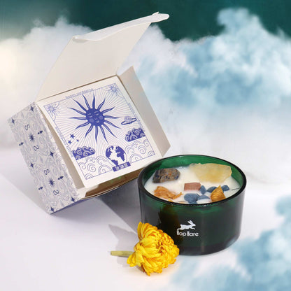 Hop Hare Crystal Magic Flower Candle – The Sun | Citrine, Sodalite & Lemon Horizon