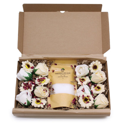 Salt Soak & Soap Flower Set – Eucalyptus, Ginger & Black Pepper | 350g