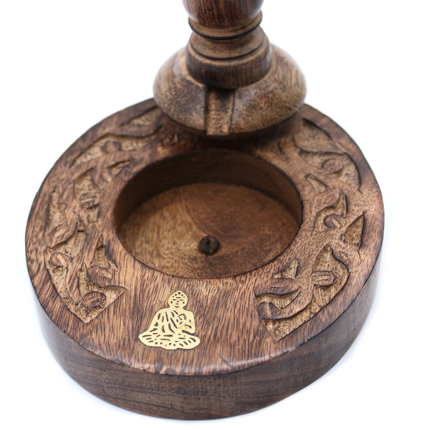 Sm Mango Wood Backflow Incense Burner - Brass Buddha