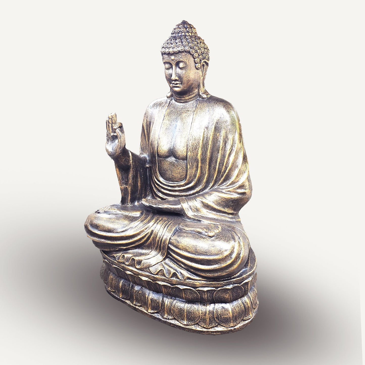 Large Antique Gold Buddha Teaching on Lotus – 2m