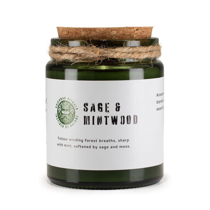 Greenman Rituals Woodwick Soy Candle – Sage & Mintwood