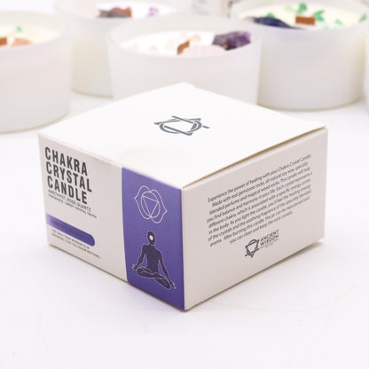 Chakra Crystal Candle – Third Eye Chakra | Amethyst, Rose Quartz & Sweet Crystal Truth