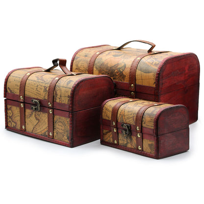 Old Map Vintage Chest Box – Set of 3