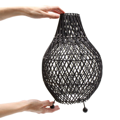 Rattan Table Lamp – Black | H: 39cm x W: 24cm