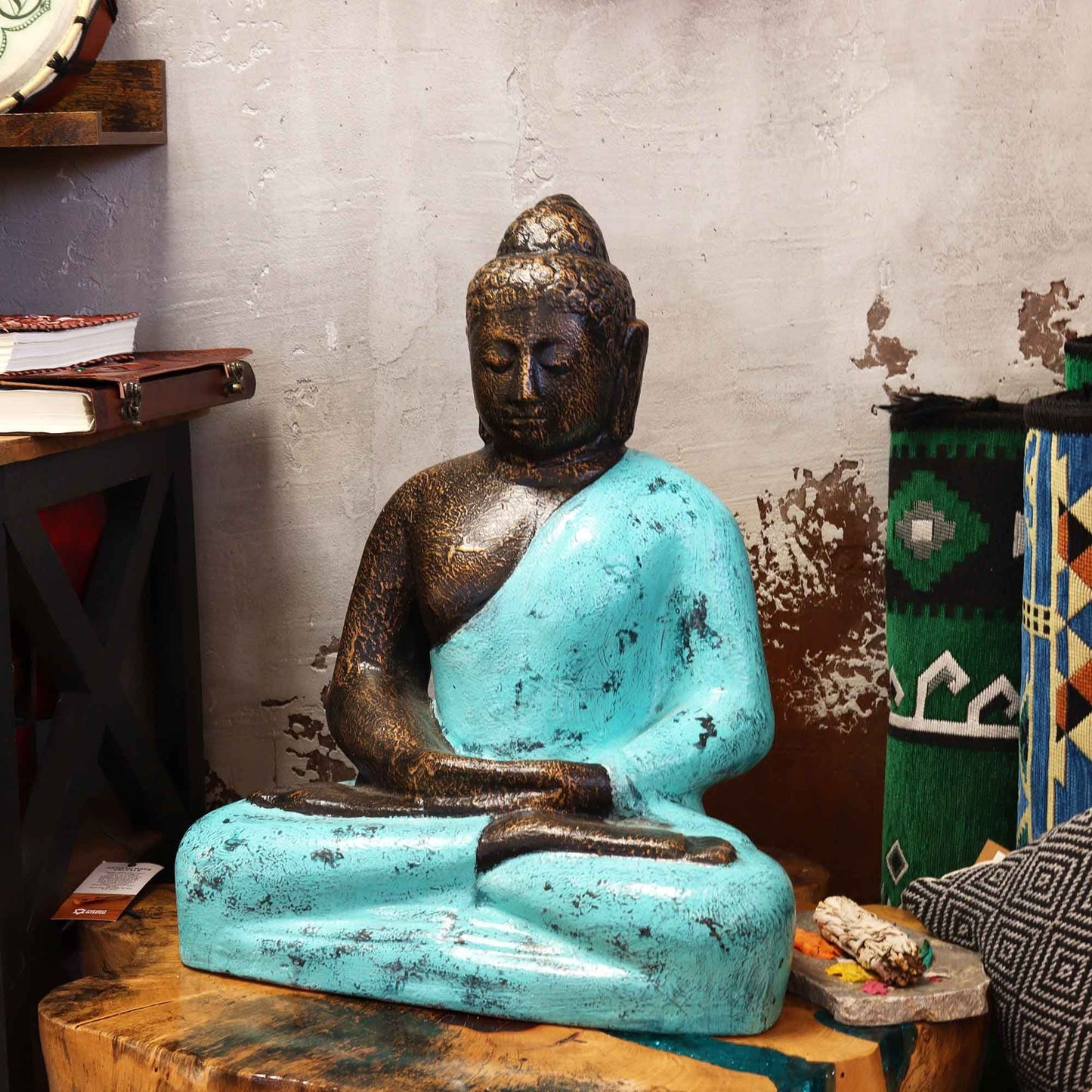 Medium Classic Turquoise & Stone Buddha Statue – 0.5m