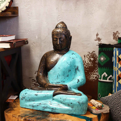 Medium Classic Turquoise & Stone Buddha Statue – 0.5m
