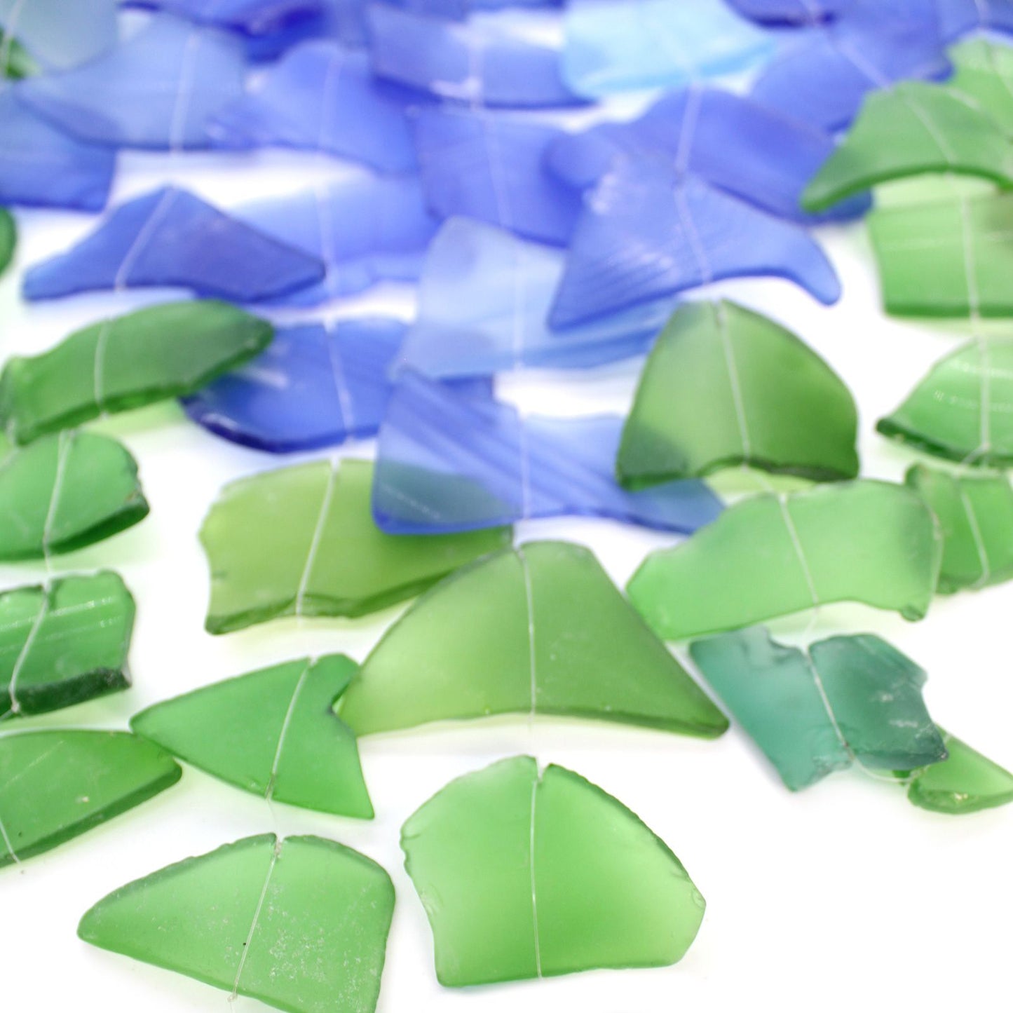 Driftwood Three Stick Sea Glass Hanging – Blue & Green