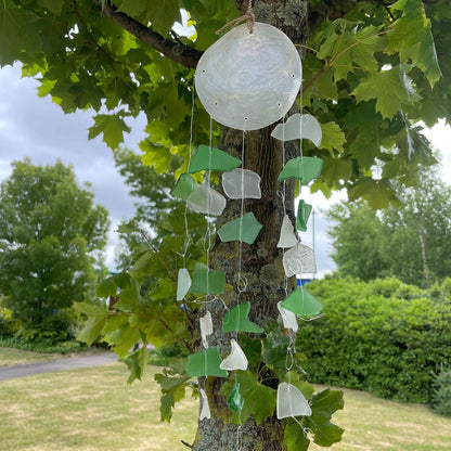 Capiz & Glass Drop Hanging – Green & White