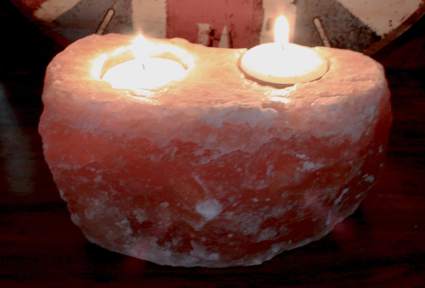 Himalayan Salt Candle Holder – Double Tealight | Natural Pink Rock Salt
