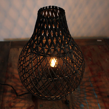 Rattan Table Lamp – Black | H: 39cm x W: 24cm