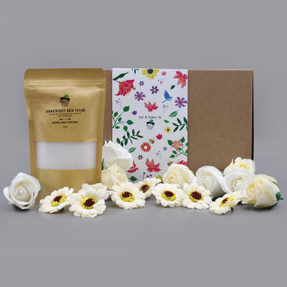 Salt Soak & Soap Flower Set – Eucalyptus, Ginger & Black Pepper | 350g