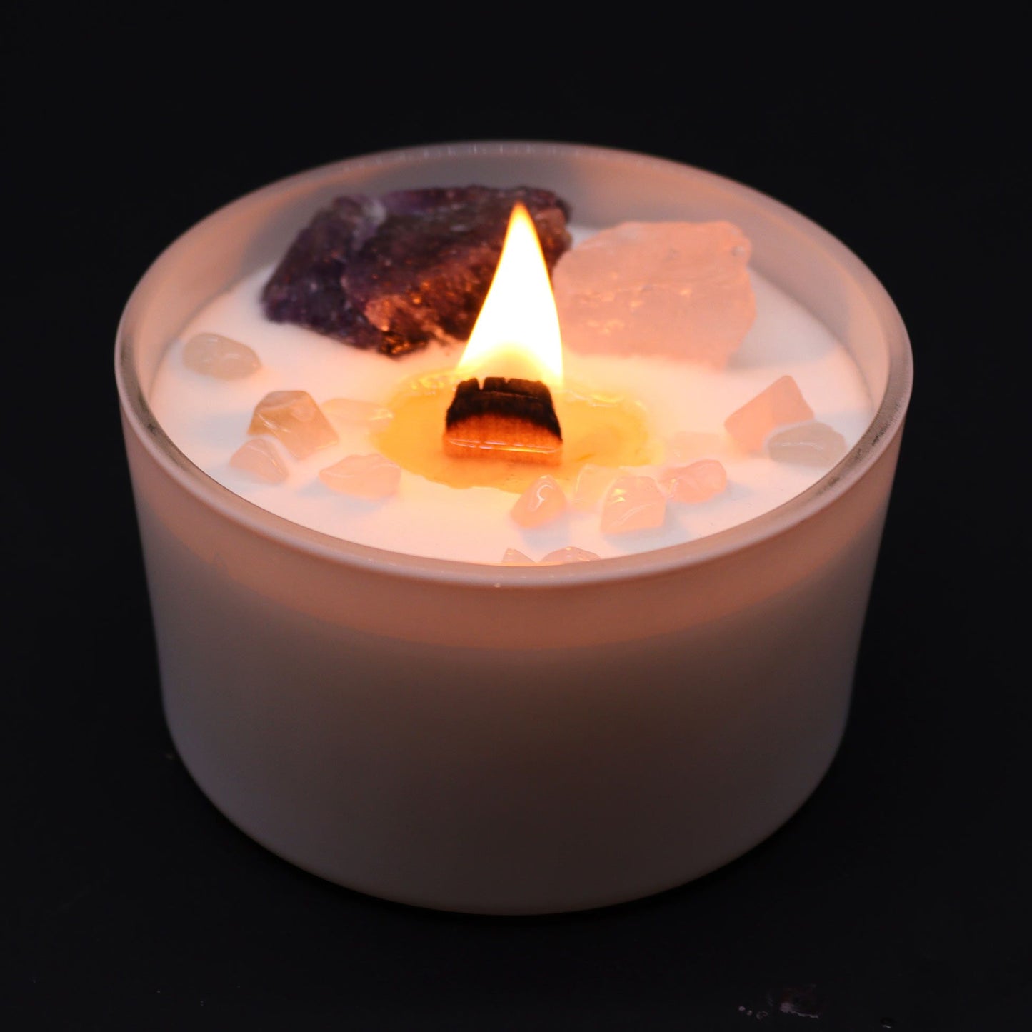 Chakra Crystal Candle – Third Eye Chakra | Amethyst, Rose Quartz & Sweet Crystal Truth