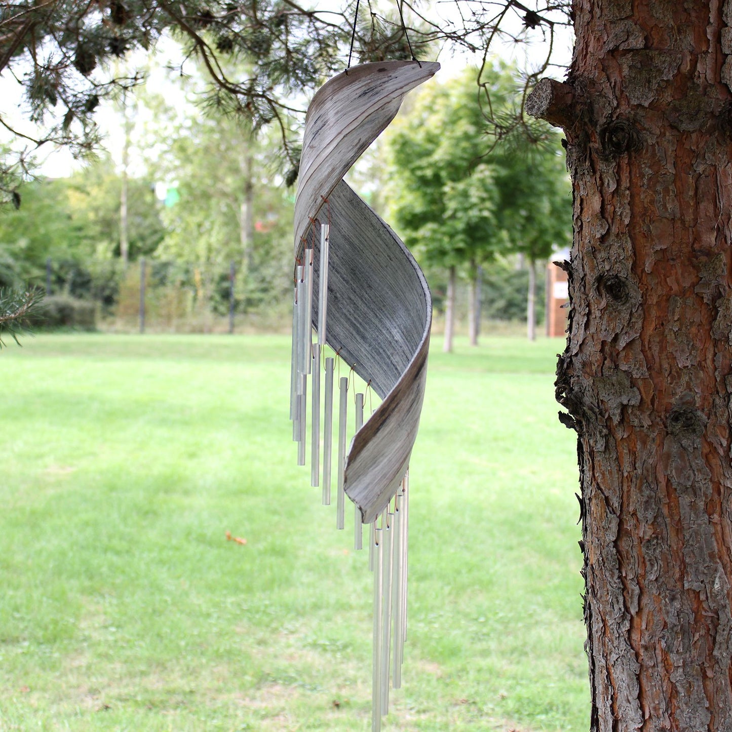 Coconut Leaf Wind Chimes – Whitewash | Handmade Natural Garden Decoration
