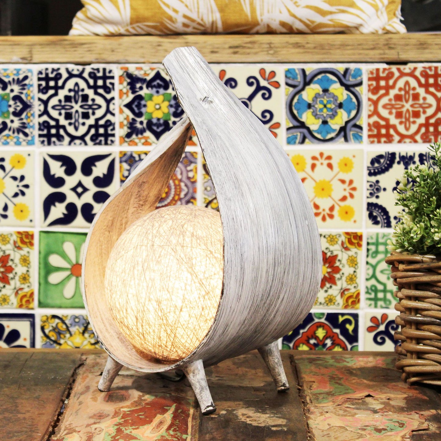 Natural Coconut Lamp – Greywash Wrapover