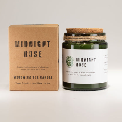 Greenman Rituals Woodwick Soy Candle – Midnight Rose