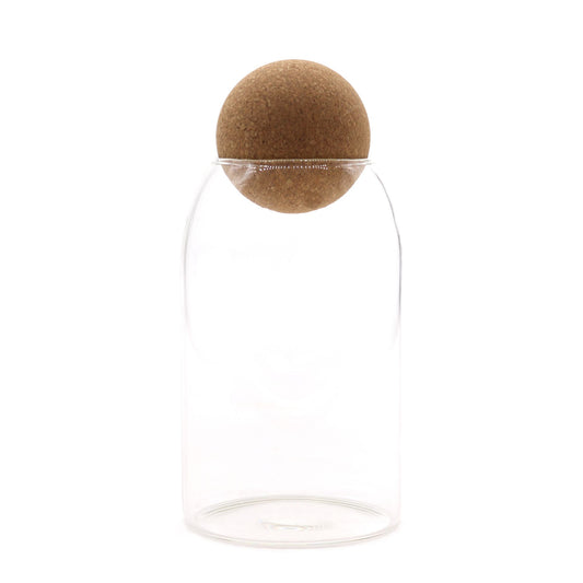 Clear Glass Jar with Cork Ball Lid - 15cm