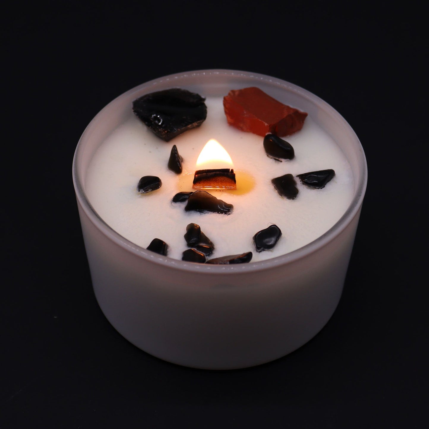 Chakra Crystal Candle – Root Chakra | Red Jasper, Black Agate & Black Oud